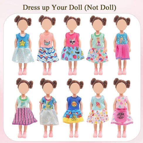 Mini 6 inch Doll Clothes and Accessories Set, Including 14 Fashion Doll Clothes 5 Hangers 4 Shoes 2 Glasses 2 Comb 1 Luggage 1 Earphone for 5.3 - 6 Inch Dolls(Doll not Including) in Saudi Arabia