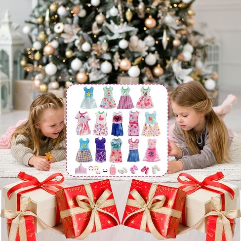 Mini 6 inch Doll Clothes and Accessories Set, Including 14 Fashion Doll Clothes 5 Hangers 4 Shoes 2 Glasses 2 Comb 1 Luggage 1 Earphone for 5.3 - 6 Inch Dolls(Doll not Including) in Saudi Arabia