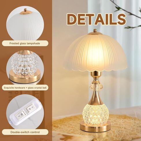 السرير الجدول مصباح البتلة ضوء الفاخرة كريستال مفتاح بـزر دفع غرفة نوم غرفة المعيشة دن التحكم يعتم جو دافئ الديكور لمبة مكتب in Kuwait