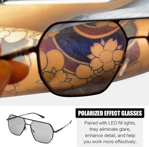 طقم مصباح أرضي لإضاءة عمل الوشم من GBK مع ضوء وشم LED مستقطب، نظارات رؤية الوشم، مرشح CPL، سطوع قابل للتعديل - مضاد للوهج لفناني الوشم، وصلات الرموش وفن الأظافر in Kuwait