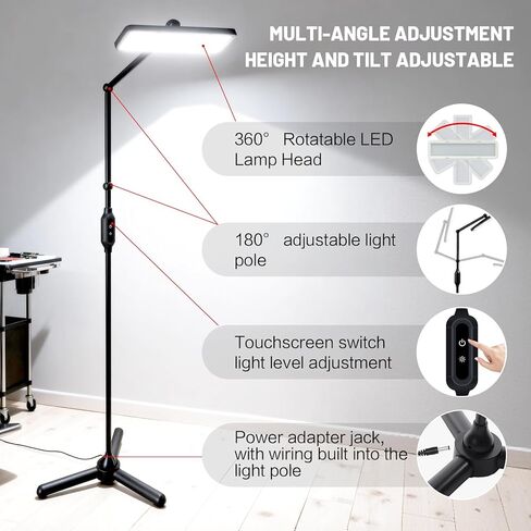طقم مصباح أرضي لإضاءة عمل الوشم من GBK مع ضوء وشم LED مستقطب، نظارات رؤية الوشم، مرشح CPL، سطوع قابل للتعديل - مضاد للوهج لفناني الوشم، وصلات الرموش وفن الأظافر in Kuwait