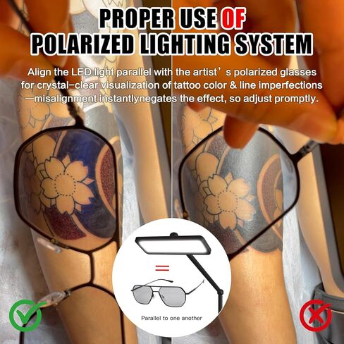 طقم مصباح أرضي لإضاءة عمل الوشم من GBK مع ضوء وشم LED مستقطب، نظارات رؤية الوشم، مرشح CPL، سطوع قابل للتعديل - مضاد للوهج لفناني الوشم، وصلات الرموش وفن الأظافر in Kuwait