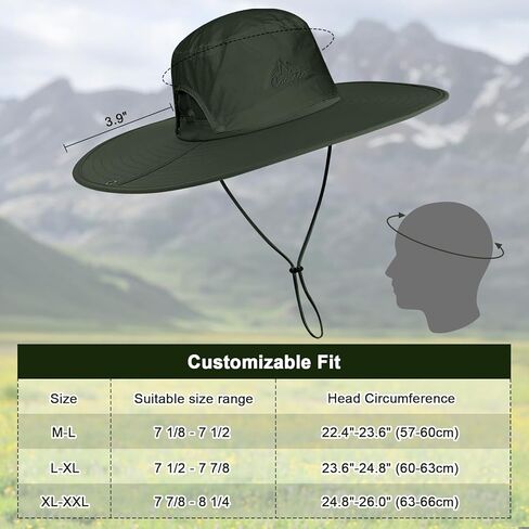 Cooltto L/XL/XXL Wide Brim Sun Hat UPF 50+ UV Protection Boonie Hat in Kuwait