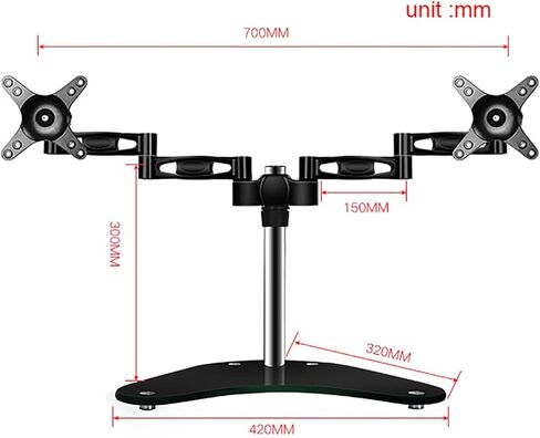 VSULZVNU Universal TV Stand Dual Monitor Stand for 15-27 Inch Screen, Free-Standing Monitor Stands for 2 Monitors, Dual Monitor Mount Fits Up to 7kg/15.4lbs in Saudi Arabia