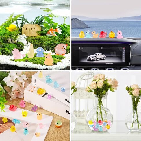 100pcs Mini Resin Animals Figurines, Glow in The Dark Miniature Resin Animals, Little Small Animal Figures to Hide, Ornament Fairy Garden Accessories Landscape Bonsai Dollhouse Decor in Saudi Arabia