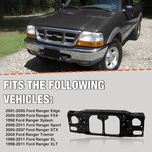 CarPartsDepot Front Black Steel Radiator Support For 1998-2011 Ranger Edge Splash Sport Fits FO1225138 AL5Z16138A in Saudi Arabia