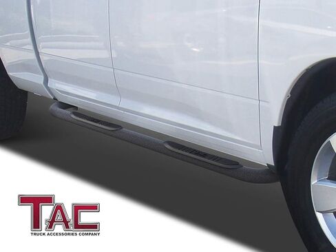لوحات تشغيل ذات خطوات جانبية TAC تناسب 2009-2018 RAM 1500 Quad Cab | 2019-2024 رام 1500 الكلاسيكية رباعية الكابينة شاحنة بيك اب 3 "الملمس الأسود الجانب القضبان Nerf القضبان خطوة القضبان قبالة الطريق الملحقات 2 قطعة in Kuwait