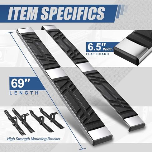 Auto Dynasty Running Boards Compatible with 2007-2016 Honda CR-V, Stainless Steel Side Step Rail Nerf Bars, 6.5" x 69" Step Bars, Polished Chrome in Saudi Arabia