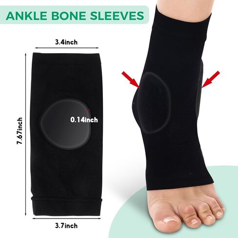 Nuanchu 2 Pairs Protection Socks Malleolar Sleeves Padded Skate Socks for Lace Bite Protection of Front of Foot Shin Achilles Tendon Heel Protector Compression Padded Sleeve Socks Elastic Gel Pad Sleeve in Kuwait