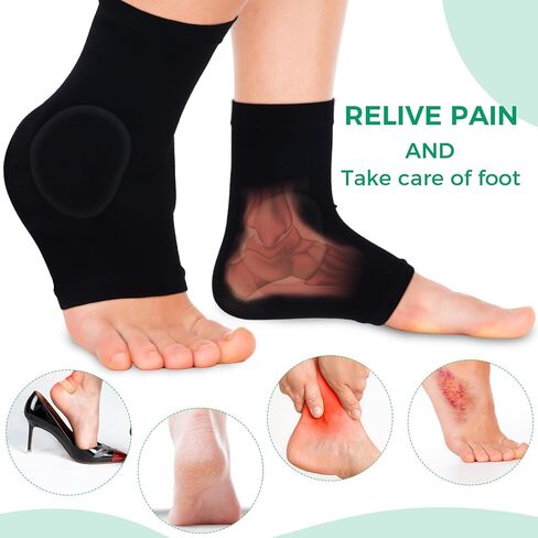 Nuanchu 2 Pairs Protection Socks Malleolar Sleeves Padded Skate Socks for Lace Bite Protection of Front of Foot Shin Achilles Tendon Heel Protector Compression Padded Sleeve Socks Elastic Gel Pad Sleeve in Kuwait