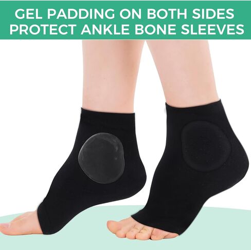 Nuanchu 2 Pairs Protection Socks Malleolar Sleeves Padded Skate Socks for Lace Bite Protection of Front of Foot Shin Achilles Tendon Heel Protector Compression Padded Sleeve Socks Elastic Gel Pad Sleeve in Kuwait