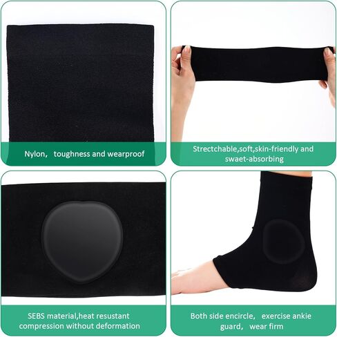 Nuanchu 2 Pairs Protection Socks Malleolar Sleeves Padded Skate Socks for Lace Bite Protection of Front of Foot Shin Achilles Tendon Heel Protector Compression Padded Sleeve Socks Elastic Gel Pad Sleeve in Kuwait