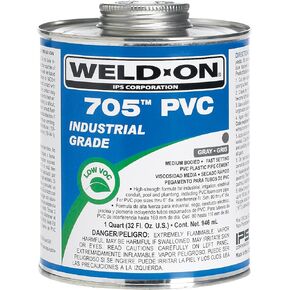 Weld-On 10121 711 Industrial Grade PVC Heavy-Bodied High Strength Solvent Cement - Medium-Setting and Low-VOC, Gray, 1 Pint (16 fl oz) in Kuwait