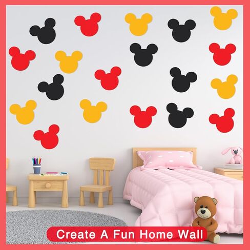 45PCS Cartoon Mouse Wall Stickers with 50 Adhesive Dots,3 Corols Double-Sided Thick Paper Cutouts for Birthday Party Decorations, School Bulletin Board & Home Wall Art(6.3 Inch) in Saudi Arabia