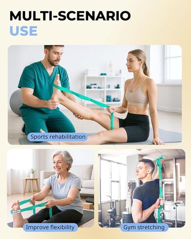 Trideer Stretching Strap Yoga Strap Yoga Band for Physical Therapy, 10 Loop Non-Elastic Yoga Straps for Stretching, Pilates, Exercise & Dancing, Stretch Band with Aesthetic Packaging for Women & Men in Kuwait