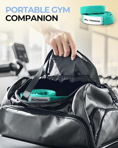 Trideer Stretching Strap Yoga Strap Yoga Band for Physical Therapy, 10 Loop Non-Elastic Yoga Straps for Stretching, Pilates, Exercise & Dancing, Stretch Band with Aesthetic Packaging for Women & Men in Kuwait