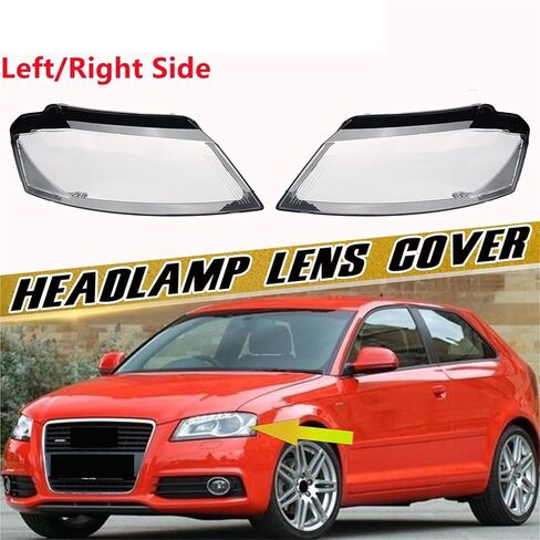 Left/Right Car Front Headlight Lens Cover Compatible For Audi A3 8P S-line S3 RS3 Facelift All 2008-12 Transparent Lampshade Headlamp Cover(Only Left Side) in Saudi Arabia