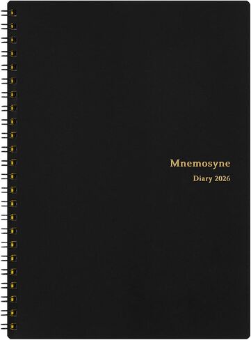 Maruman Mnemosyne 2026 Monthly Planner Calendar, January 2026 - December 2026, A5, 8.27" x 6.34", Laminated Tabs, Durable Wire Binding to Lay Flat, Black, Made in Japan in Saudi Arabia