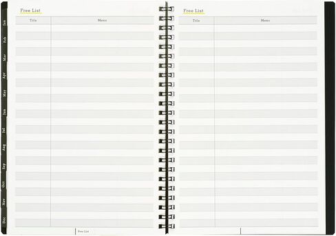 Maruman Mnemosyne 2026 Monthly Planner Calendar, January 2026 - December 2026, A5, 8.27" x 6.34", Laminated Tabs, Durable Wire Binding to Lay Flat, Black, Made in Japan in Saudi Arabia