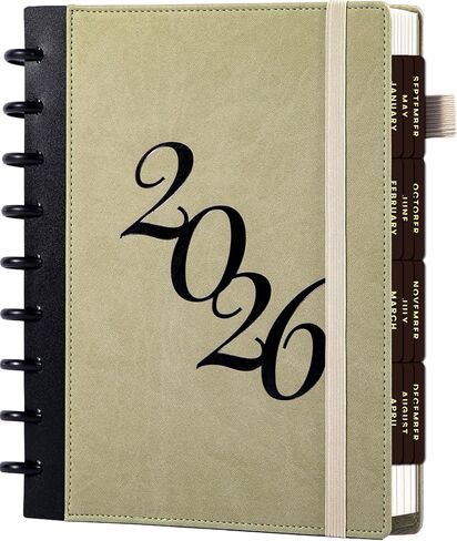 FLYING EAGLE Discbound Planner 2026 أسبوعيًا وشهريًا 12 شهرًا يناير 2026 - ديسمبر 2026 مخططات تقويم 7.8 × 9.6 بوصة مخطط غلاف صلب مع علامات التبويب، جيب داخلي، حامل قلم، إغلاق مرن، أسود in Saudi Arabia