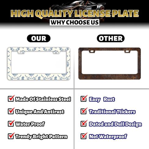 Camouflage Print License Plate Frame Camo Stainless Steel Metal Auto Car Accessories Decoration with Screws License Plate Frame 2 Holes 6.3" x 12.2" for Women Men Gift in Saudi Arabia
