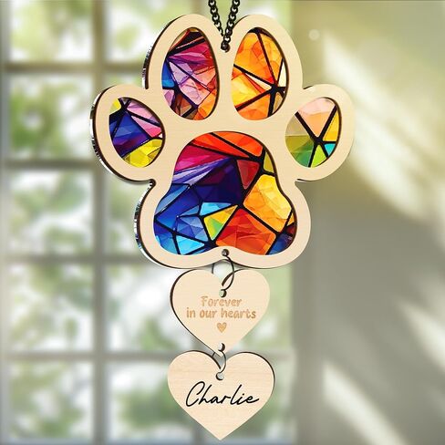 6'' Golden Doodle Dog Memorial Suncatcher Personalized Name Dog Breed Pet Ornament Window Car Hanging Sympathy Gift for Loss of Pet Passed Away Remembrance Gift for Dog Lovers SCD-B11-6-08 in Saudi Arabia