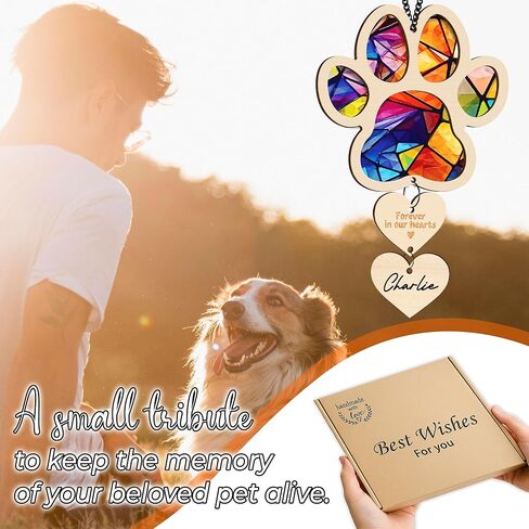 6'' Golden Doodle Dog Memorial Suncatcher Personalized Name Dog Breed Pet Ornament Window Car Hanging Sympathy Gift for Loss of Pet Passed Away Remembrance Gift for Dog Lovers SCD-B11-6-08 in Saudi Arabia