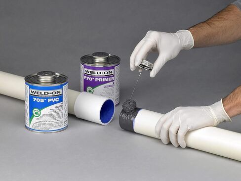 Weld-On 10121 711 Industrial Grade PVC Heavy-Bodied High Strength Solvent Cement - Medium-Setting and Low-VOC, Gray, 1 Pint (16 fl oz) in Kuwait