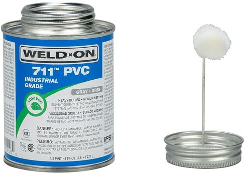 Weld-On 10121 711 Industrial Grade PVC Heavy-Bodied High Strength Solvent Cement - Medium-Setting and Low-VOC, Gray, 1 Pint (16 fl oz) in Saudi Arabia