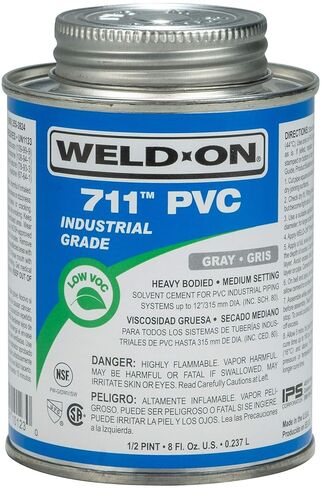 Weld-On 10121 711 Industrial Grade PVC Heavy-Bodied High Strength Solvent Cement - Medium-Setting and Low-VOC, Gray, 1 Pint (16 fl oz) in Saudi Arabia