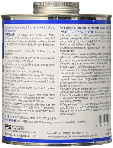 Weld-On 10121 711 Industrial Grade PVC Heavy-Bodied High Strength Solvent Cement - Medium-Setting and Low-VOC, Gray, 1 Pint (16 fl oz) in Saudi Arabia