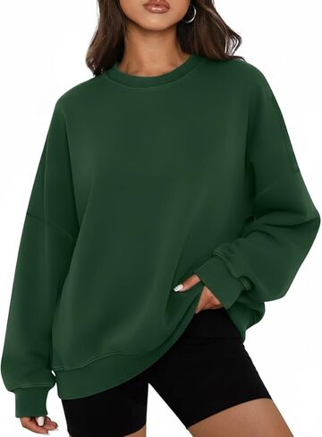 Women’s Oversized Sweatshirt Crewneck Pullover Top Casual Drop Shoulder Crew Neck Plain Shirt 2024 Fall Clothes in Saudi Arabia
