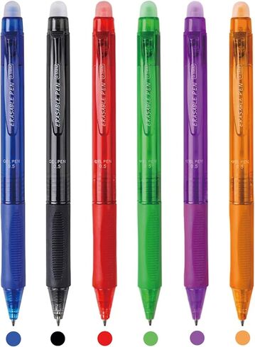 6 Pcs Erasable Colored Pens Retractable Pens Colorful Gel Pen 0.5mm Point Smooth Writing Pen Cute Erasable Pens for Women Girls Men Boys Back to School Supplies Office Supplies (6Pcs Colored) in Saudi Arabia