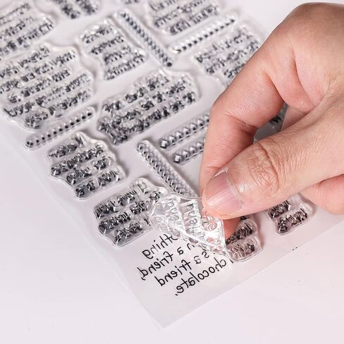 4 Sheets Clear Rubber Stamps for Card Making with 2pcs Acrylic Stamp Block Tools, Sentiments Motivational Stamps with Warm Words for Crafting Scrapbooking in Saudi Arabia