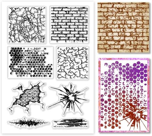 Generic Vintage Textures Clear Stamps, Rectangular, Decorative-Clear-Stamps, Clear, Plastic, 6.3 inches x 4.3 inches in Saudi Arabia