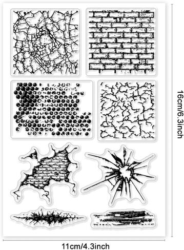 Generic Vintage Textures Clear Stamps, Rectangular, Decorative-Clear-Stamps, Clear, Plastic, 6.3 inches x 4.3 inches in Saudi Arabia