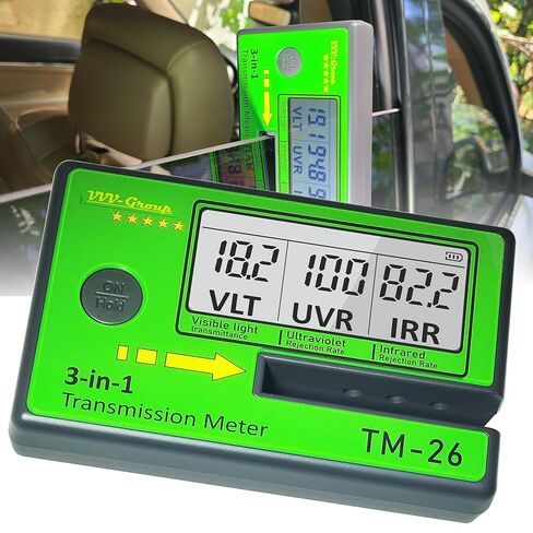 Tint Meter TM-26 for side Car Window/Film Glass Transmission Reader/Tester Checker Measure Enforcer Gauge for Cars UV/IR Rejection Rate Best Professional Spectrum Tester in Saudi Arabia