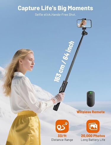 Phone Tripod for iPhone, 70" Selfie Stick Phone Tripod, Extendable Tripod Stand with Remote Phone Holder, Aluminum Tripod for Cell Phone Photo Recording Video Vlogging Live Streaming in Kuwait