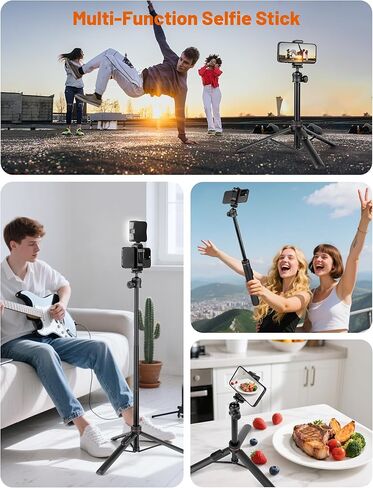 Phone Tripod for iPhone, 70" Selfie Stick Phone Tripod, Extendable Tripod Stand with Remote Phone Holder, Aluminum Tripod for Cell Phone Photo Recording Video Vlogging Live Streaming in Kuwait
