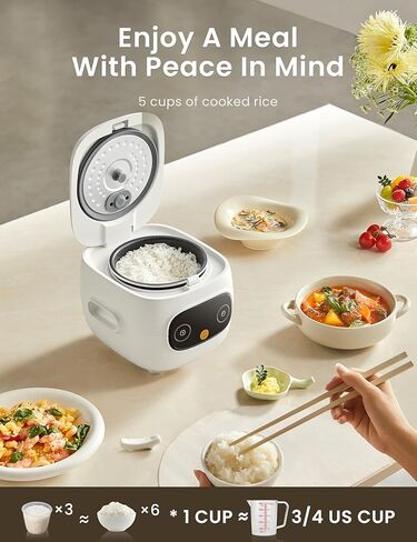 COMFEE' Mini Rice Cooker 5 Cups Cooked/2.5 Cups Uncooked, Portable Non-Stick rice maker, 24 hours Timer Delay, 6 Functions, Fast Cooker, Brown Rice, Oatmeal, White in Saudi Arabia