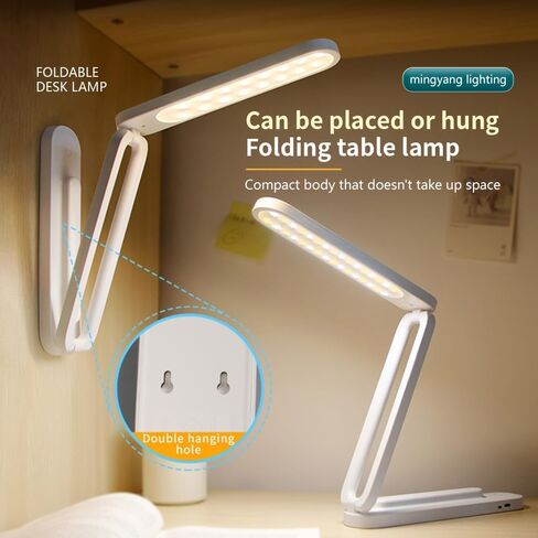LED Desk Lamp for Office Home & Foldable & Portable Light, LED Desk Light Strip, 3 Brightness Dimmable Small Desk Lamp Wireless Reading Lamp, White in Saudi Arabia