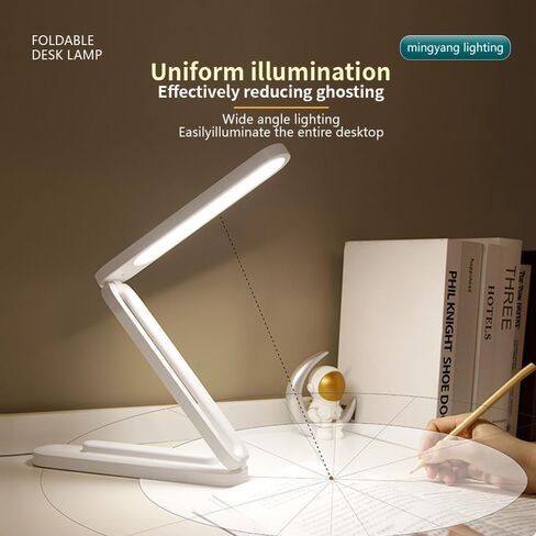 LED Desk Lamp for Office Home & Foldable & Portable Light, LED Desk Light Strip, 3 Brightness Dimmable Small Desk Lamp Wireless Reading Lamp, White in Saudi Arabia