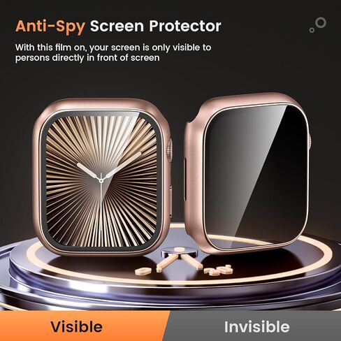 [2 Pack] Goton Waterproof Privacy Case for Apple Watch Series 9 8 7 45mm, Hard PC Bumper with HD [True 28°Anti Spy] Private Tempered Glass Screen Protector for iWatch Cover Accessories Women Men in Kuwait