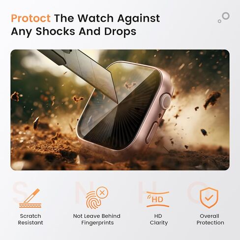 [2 Pack] Goton Waterproof Privacy Case for Apple Watch Series 9 8 7 45mm, Hard PC Bumper with HD [True 28°Anti Spy] Private Tempered Glass Screen Protector for iWatch Cover Accessories Women Men in Kuwait