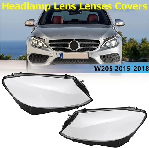 1 Pair Headlamp Cover Compatible For Mercedes Benz C Class W205 2015 2016 2017 2018 C180 C200 C260L C280 C300 Headlights Lights Glass Shell in Saudi Arabia