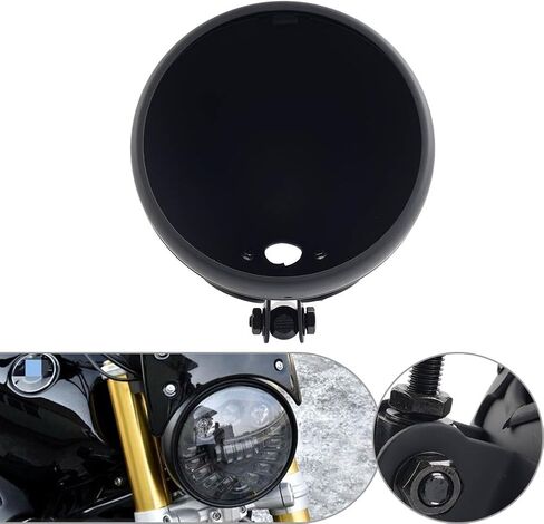 Chcury1 Headlight Housing Bucket Cover Matte Black Head lamp Trim Ring Shell 7" For universal motorcycle with 7" headlight in Saudi Arabia