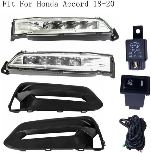 زوج من مصابيح الضباب من BestParts LH RH بديل لسيارة Honda Accord 2018-2020 مع غطاء + مفتاح + طقم أسلاك يستبدل ‎33950TVAA01 HO2592145 33900TVAA01 HO2593145 HO1038140 HO1039140 in Saudi Arabia
