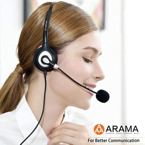 سماعة هاتف لاسلكية من Arama مع ميكروفون، سماعة هاتف بمقبس 2.5 مم للخط الأرضي للمكتب، ميكروفون لإلغاء الضوضاء والتحكم في مستوى الصوت، سماعات رأس سلكية متوافقة مع Panasonic AT&T Vtech Uniden in Saudi Arabia