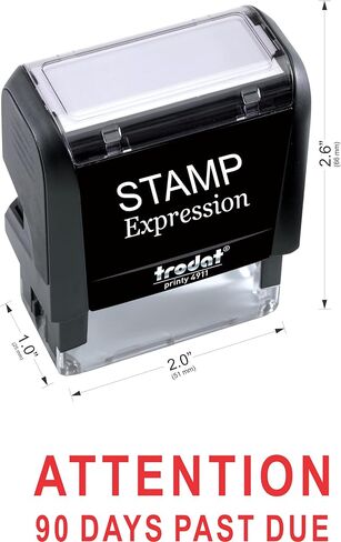 StampExpression - تنبيه بعد مرور 90 يومًا على انتهاء موعد استحقاق المكتب ختم مطاطي ذاتي التحبير - حبر أحمر (A-5212) in Saudi Arabia