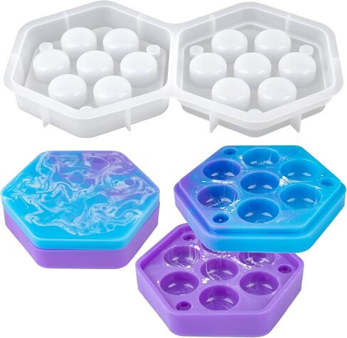 قالب صندوق النرد، صندوق سداسي، قوالب سيليكون من راتنجات الإيبوكسي مع غطاء لتخزين النرد in Kuwait